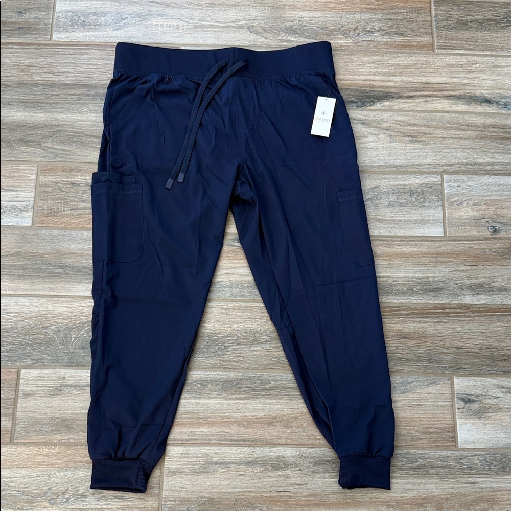 2 Dark Navy Blue Jogger Pants with Drawstring